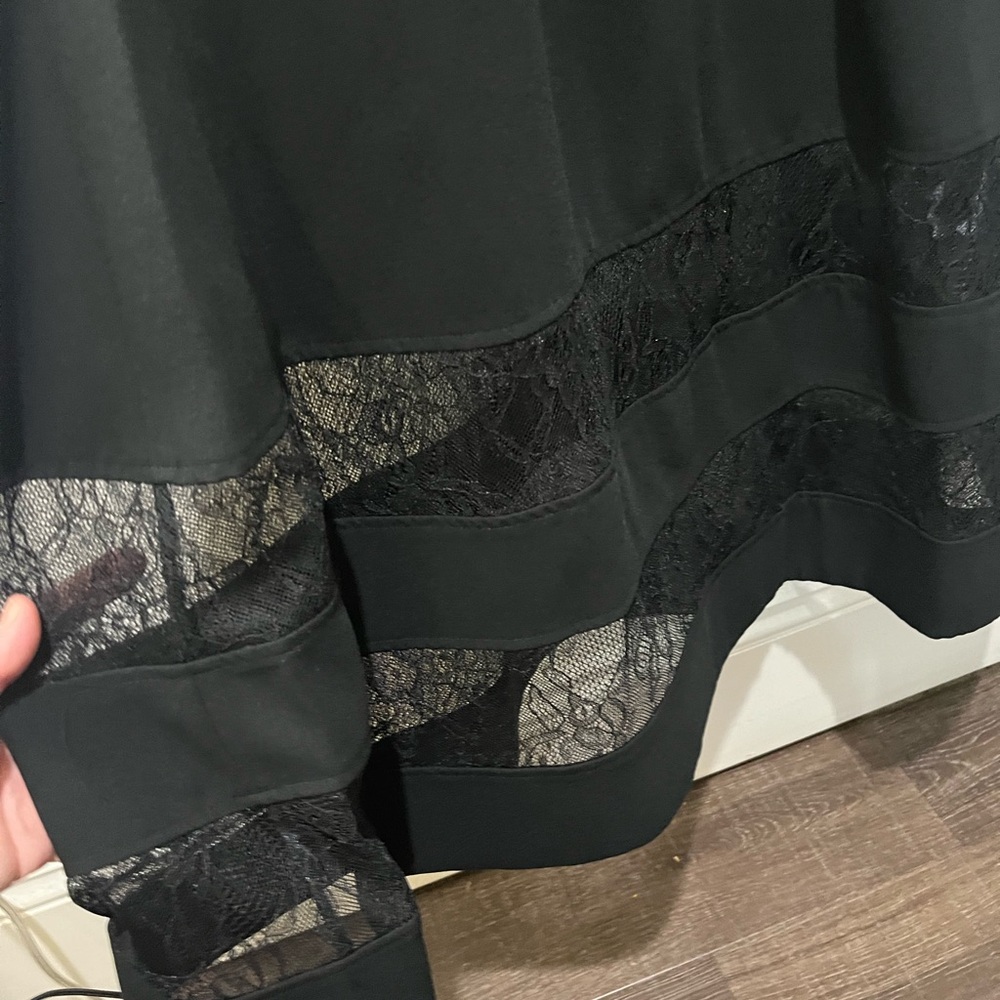 AIDAN MATTOX BLACK SHADOW STRIPE CREPE MIDI FIT & FLARE COCKTAIL DRESS NWT SZ 10 - Picture 14 of 16